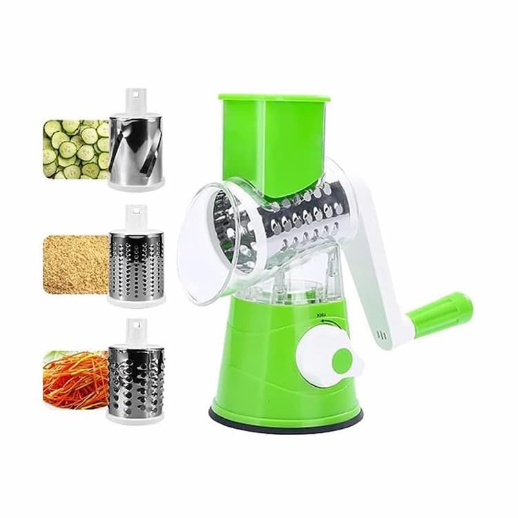 Rotary Cheese and Vegetable Grater with 3 Interchangeable Blades