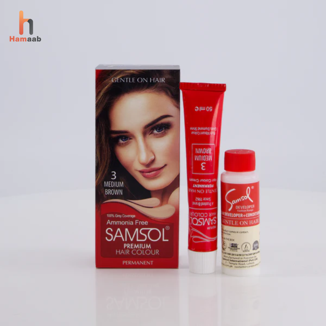 Samsol Hair Colour - 3 Medium Brown - Non Metallic Dye