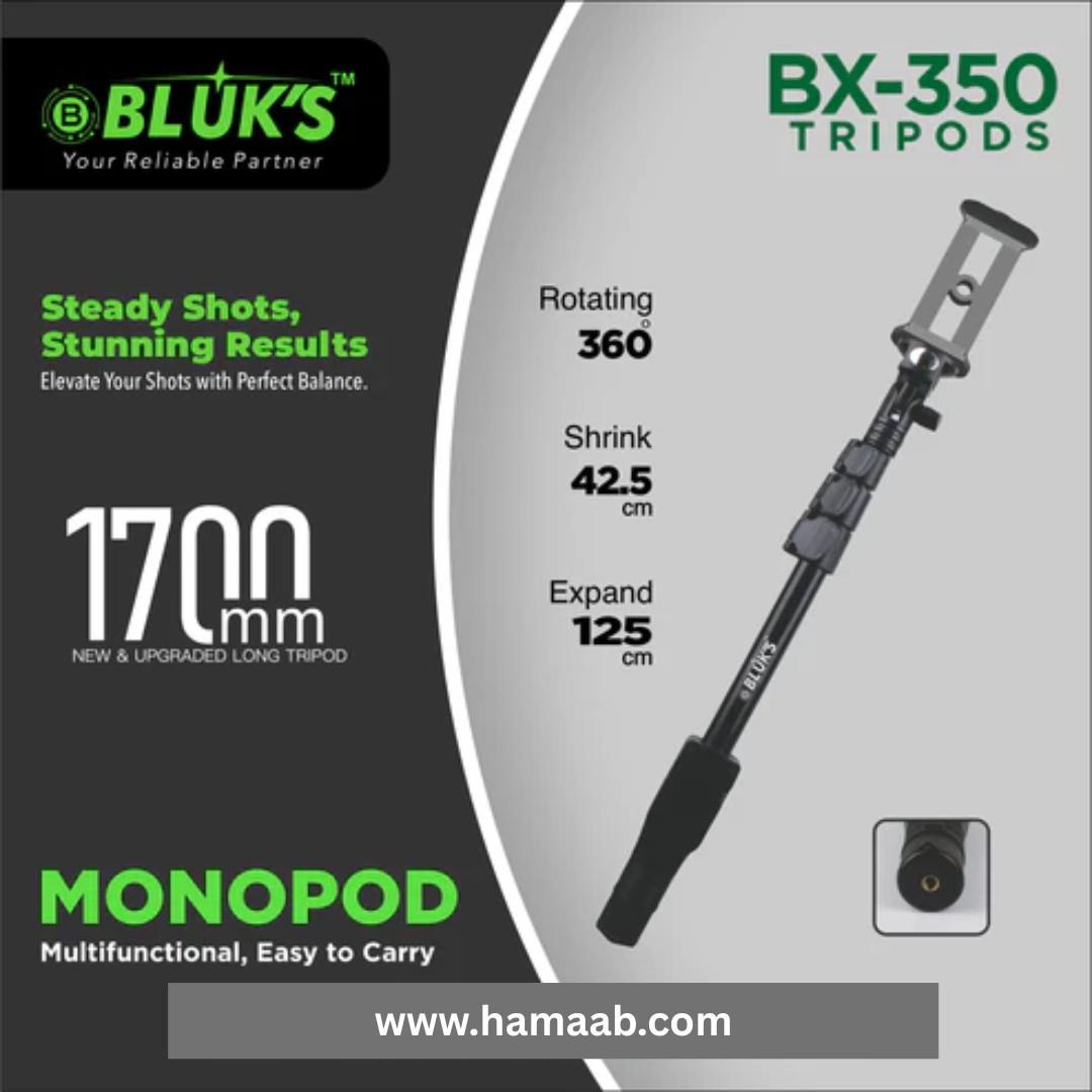 BX-350 Extra Long 1700mm Selfie Stick + MonoPod Stand