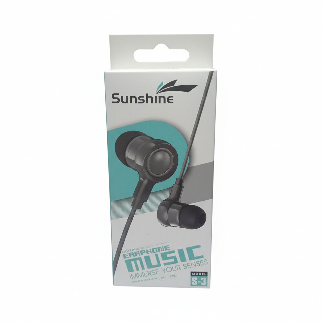 Sunshine S-3 Super Bass In-Ear Earphones - Immerse Your Senses with Powerful Music