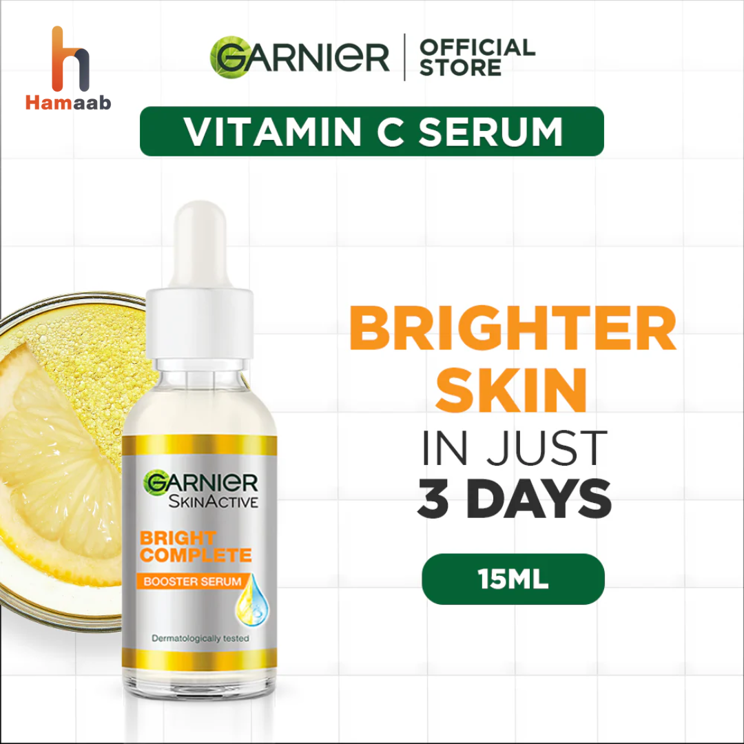 Garnier Skin Active Bright Complete Vitamin C Booster Serum 15ml – Contains Niacinamide